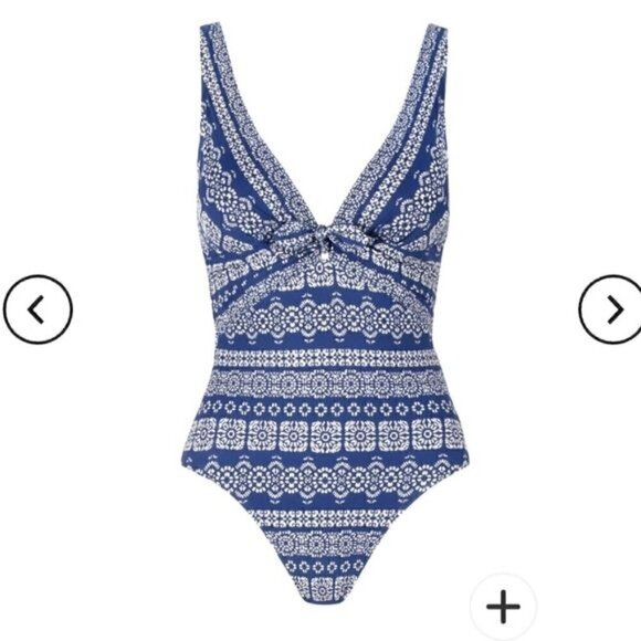 Robin Piccone Front Tie One-Piece Swimsuit Cornflower 6 NWT - Picture 5 of 13